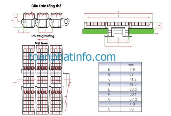 Xích cong con lăn dòng 882PRR-TAB