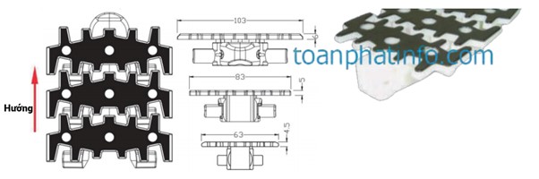Xích răng cưa bề mặt thép cứng 63/83/103