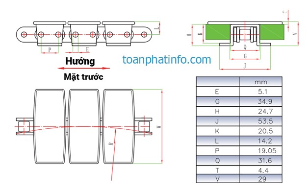 Xích tải cong kiểu khóa dòng 1873