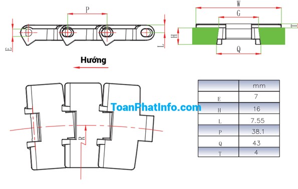 Xích tải kiểu đuôi én dòng 880