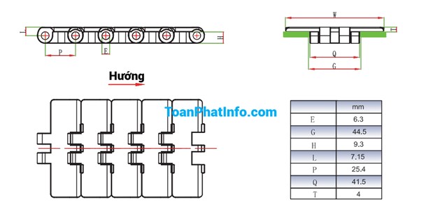 Xích tải thẳng đơn xoắn dòng 805