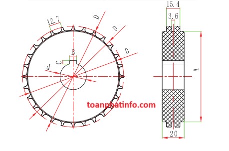 Bánh răng xích lưới hai dãy răng T-2100