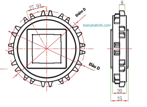 Bánh răng xích lưới T-2000