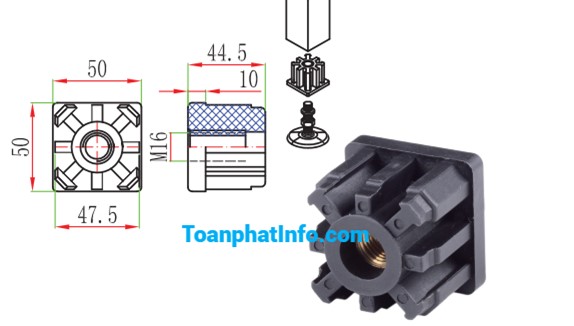 Đai ốc chân ống tròn/vuông (841, P852)