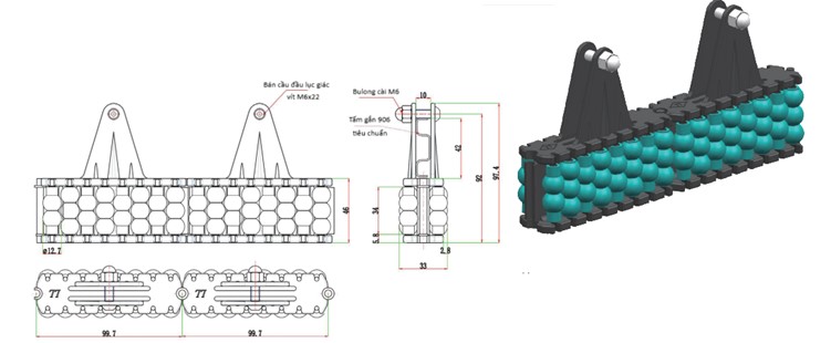 Thanh chắn bi phân luồng thẳng có thể bọc cao su (913A/B/C)