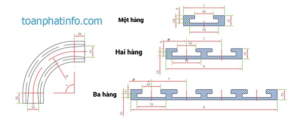 Thanh dẫn hướng cong xích bẻ bên bán kính nhỏ dòng 880TAB-RT