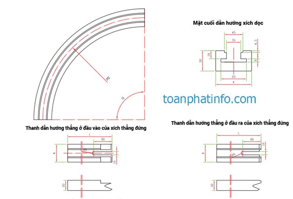 Thanh dẫn hướng cong xích thẳng đứng