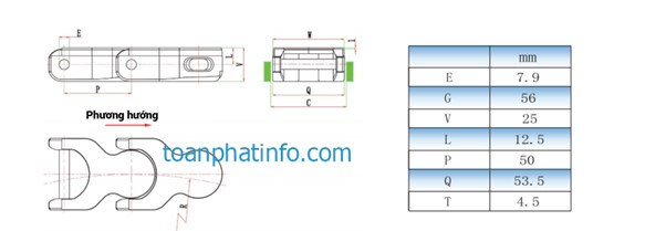 Xích xương sống 1701 bề mặt thép cứng hóa